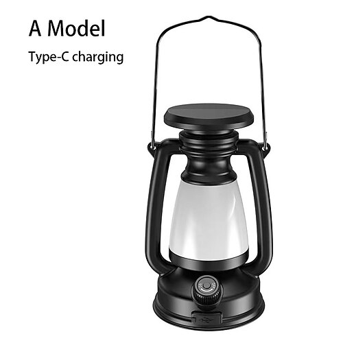 Retro-Pferdelaterne, 3-farbiges LED-Licht, stufenloses Dimmen, hängendes, wiederaufladbares Solar-Campinglicht für den Außenbereich Image