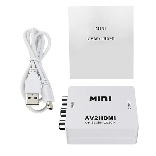 rca zu hdmi av zu hdmi konverter 1080p mini rca composite cvbs video audio konverter adapter unterstützt pal/ntsc für tv/pc/ps3/stb/xbox vhs/vcr/blue-ray dvd player Image