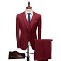 Herren einstellen Anzüge Blazer Sakko Geschäft Formeller Abend Hochzeitsfeier Oberteil Modisch Brautkleider schlicht Frühling Herbst Polyester Glatt Tasche 3 Teile Einreiher - 2 Knöpfe Blazer Schwarz