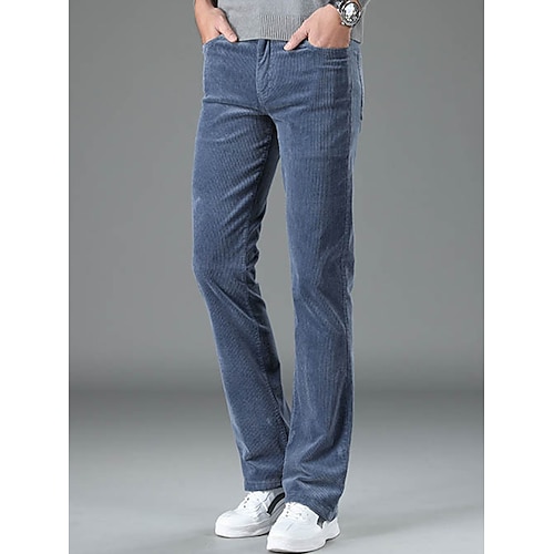 Herren Anzughosen Cordhose Ausgestellte Hosen Hose Hosen Anzughose Tasche Glatt Komfort Atmungsaktiv Outdoor Täglich Ausgehen Modisch Brautkleider schlicht Schwarz Weiß Image