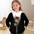 Mädchen 3D Katze Kapuzenshirt Pullover Langarm 3D-Druck Frühling Herbst Aktiv Modisch Kuschelig Polyester kinderkleidung 3-12 Jahre Mit Kapuze Outdoor Casual Täglich Regular Fit