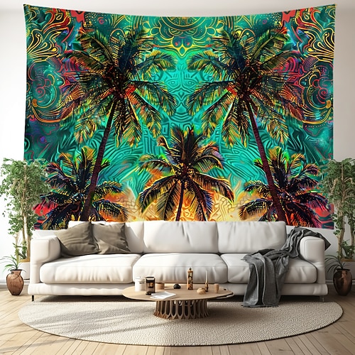 Wandteppich Malerei tropische Blätter hängende Tapisserie Wandkunst große Tapisserie Wanddekoration Foto Hintergrund Decke Vorhang Zuhause Schlafzimmer Wohnzimmer Dekoration Image