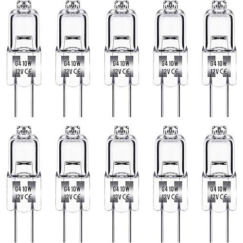 10 Stück G4 10 W Halogenlampe 12 V Küchenhaubenlampe Warmweiß 3000 K für Schlafzimmer, Badezimmer, Schrank, Wohn- und Esszimmer, Energieeffizienz Image