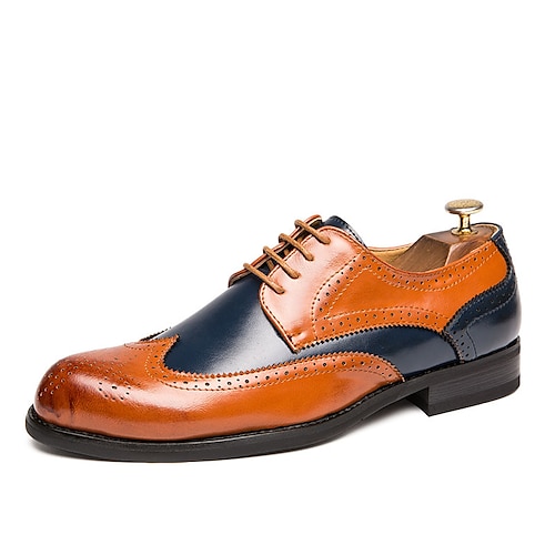 Herren Outdoor Derby-Schuhe Bullock Schuhe Wanderschuhe Brautkleider schlicht Weihnachten Täglich Leder Komfortabel Stiefeletten / Stiefeletten Halbschuhe Rote Blau Braun Frühling Herbst