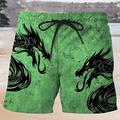 Herren Boardshorts Badeshorts Badehose Schwimmshorts Bademode Kordelzug mit Mesh-Futter Elastische Taille Drache Schnelltrocknend Kurz Festtage Strand Hawaiianisch Brautkleider schlicht Grün Khaki