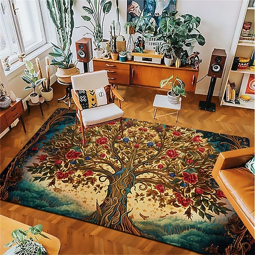 Baum des Lebens Vintage-Teppich, Küchenmatte, rutschfeste, ölbeständige Bodenmatte, Wohnzimmerteppich, Innen- und Außenmatte, Schlafzimmerdekoration, Badezimmermatte, Eingangsteppich, Fußmatte Image