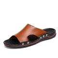 Herren Hausschuhe Flip-Flops Lederschuhe Ledersandalen Sandalen Wanderschuhe Brautkleider schlicht Täglich Strand Leder Atmungsaktiv Halbschuhe Dunkelbraun Schwarz Gelb Sommer