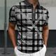 Plaid / Karomuster Herren Subkulturell 3D Bedruckt Poloshirt Zip Polo Party Strasse Urlaub Piqué-Poloshirt Kurzarm Umlegekragen Zip Polo-Shirts Gelb Rosa Sommer S M L Mikro-elastisch Revers-Polo