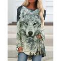 Wolf Maskerade T-Shirt-Ärmel Damen Weihnachten Weihnachten Karneval Maskerade Erwachsene Weihnachten Urlaub Polyester oben