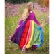 Kinder Baby Wenig Mädchen Kleid Regenbogen Einfarbig Mehrfarbig Tüll-Kleid Draussen Patchwork Fuchsie Lavendel Baumwolle Maxi Langarm Aktiv Boho Kleider Herbst Winter Normale Passform