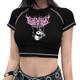 Frauen-T-Shirt Crop Top T-Shirt Y2K-Stil Muster Streetstyle-Top für Erwachsene e Mädchen Grafikdruck T-Shirt Kawaii Kurzarm U-Ausschnitt T-Shirt Top Mädchen Sommerkleidung