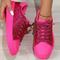 Damen Sneaker Flache Schuhe Rosa Schuhe Übergrössen Fantasy-Schuhe Party Täglich Einfarbig Schnürung Flacher Absatz Runde Zehe Mode Lässig PU Schwarz Rosa Rosenrot