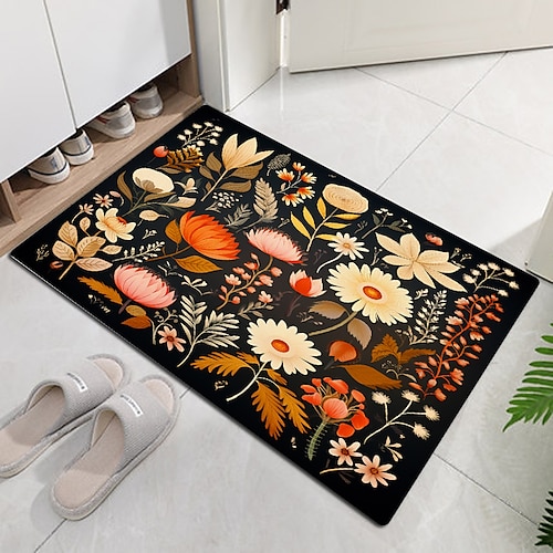 Bunte Blumen-Fußmatte, Fußmatten, waschbare Teppiche, Küchenmatte, rutschfester, ölbeständiger Teppich, Innen- und Außenmatte, Schlafzimmer-Dekoration, Badezimmermatte, Eingangsteppich Image