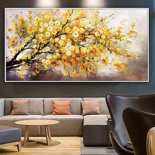 Mintura handgemachte abstrakte Baum-Blumen-Ölgemälde auf Leinwand, Wandkunst, Dekoration, modernes Bild für Heimdekoration, gerolltes, rahmenloses, ungedehntes Gemälde Image