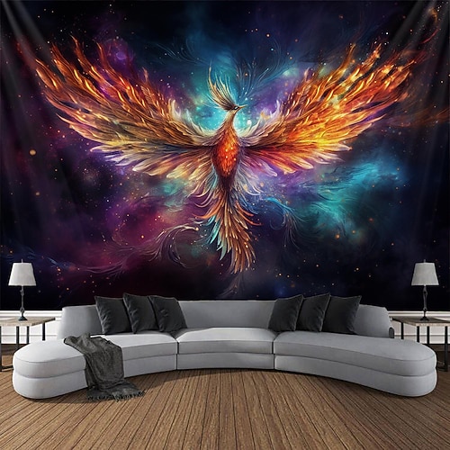 Phenix-Tier-Hängeteppich, Wandkunst, großer Wandteppich, Wanddekoration, Fotografie, Hintergrund, Decke, Vorhang, Zuhause, Schlafzimmer, Wohnzimmer, Dekoration Image