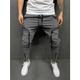 Herren Cargohose Cargohosen Cargohose Hose Hosen Elastische Taille Sportlich Multi Pocket Glatt Sport In voller Länge Sport Strassenmode Athleisure Lockere Passform Schwarz Weiß Mikro-elastisch