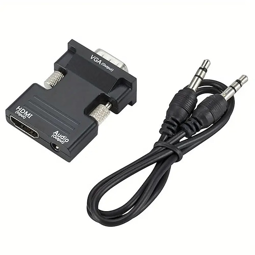 HDMI-auf-VGA-Adapter-Konverter mit 3,5-mm-Audioeingang, männlicher VGA-auf-Buchse-HDMI-Konverter 1080p für Laptop, PC, Monitor, Projektor, HDTV, Chromebook, Xbox Image