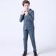 3-teiliges Kinder-Jungen-Blazer-Westen-Hose-Party-Set formelles Langarm-Blau-Grau-Rot-Karo-Bogen-Baumwoll-Kleidungsset sanfter normaler Anzug