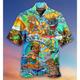 Herren Hemd Hawaiihemd Sommerhemd Drache Kokosnussbaum Grafik-Drucke Flamme Umlegekragen Gelb Blau Orange Grün Casual Hawaiianisch Kurzarm Button-Down Bedruckt Bekleidung Tropisch Modisch