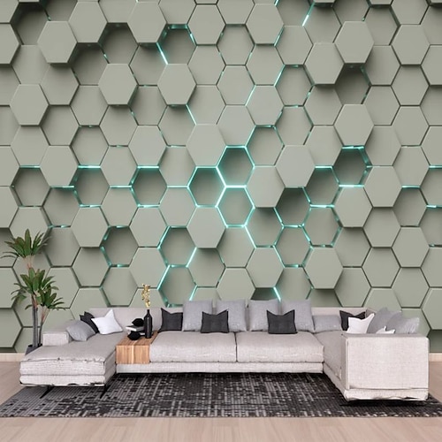 Coole Tapeten, geometrische 3D-Brik-Tapete, Wandgemälde, Heimdekoration, klassische moderne Wandverkleidung, Leinwand, PVC/Vinyl-Material, Kleber erforderlich, selbstklebendes Wandgemälde, Image