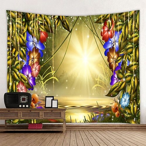 Schöner natürlicher Wald bedruckter großer Wandteppich, billiger Hippie-Wandbehang, böhmische Wandteppiche, Mandala-Wandkunst, Dekor Wandtuch XXL Natur Image