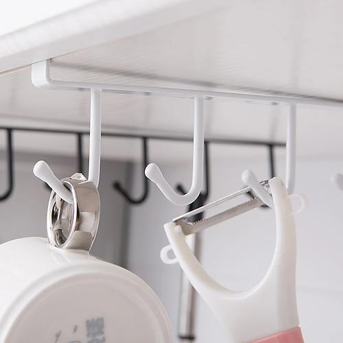 Bügeleisen 6 Haken Aufbewahrungsregal Kleiderschrank Metall unter Regalen Becher Tasse Aufhänger Badezimmer Küche Organizer Hängeregalhalter
