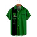 St. Patrick's Day Herrenhemd Sommer Hawaiihemd Cartoon gestreift Saint Patrick Day St. Patrick's Day Clover Turndown Schwarz Weiß Gelb Wein Armeegrün Outdoor Street Kurzarm Button-Down