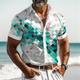 Kariertes Urlaubs-Hemd für Herren, Resort-Hawaii-Stil, 3D-Druck, Knopfleiste, kurze Ärmel, Sommer-Strand-Hemd, Urlaub, Alltagskleidung, S bis 3XL
