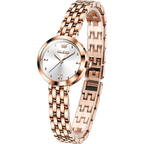 OLEVS Damen Quarz uhr Minimalistisch Modisch Lässige Uhr Armbanduhr WASSERDICHT Dekoration Edelstahl Beobachten Image