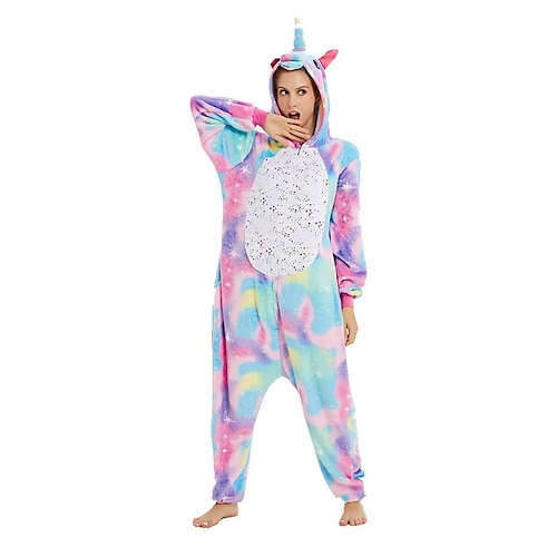 Kigurumi-Pyjamas Ausgefallene Kostüme Onesie-Kostüm Tier Einhorn Zeichentrick Warm Lustiges Kostüm Bequem Erwachsene Unisex Männer und Frauen Weihnachten Halloween Karneval Party Leistung