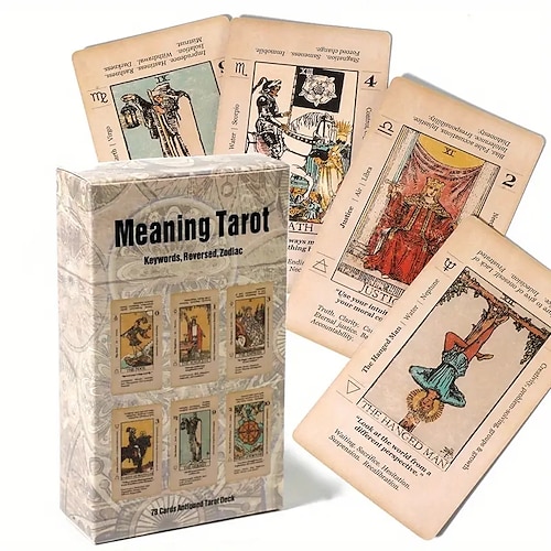 Bedeutung Tarotkarte mit Bedeutung darauf Tarot-Schlüsselwort für Anfänger antikes Tarotdeck Tarot lernen 78 Karten für Weihnachtsgeschenke Image