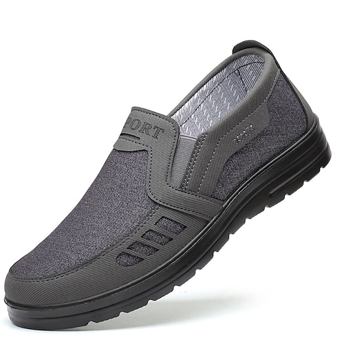 Herren Loafer Slip On Komfort-Müßiggänger Übergrössen Loafer aus Stoff Komfort Schuhe Vintage Klassisch Brautkleider schlicht Outdoor Täglich Leinwand Halbschuhe Schwarz Braun Grau Farbblock Image