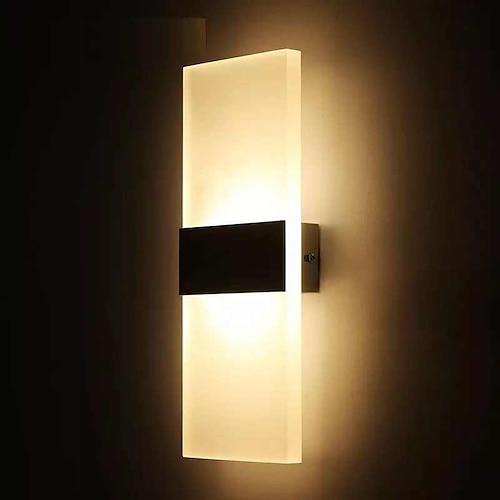 1-Licht LED-Wandleuchte rundes Rechteck Innenwandleuchte Acryl moderne zeitgenössische Wandleuchte für Schlafzimmer Flur Treppe Badezimmer 6W Image