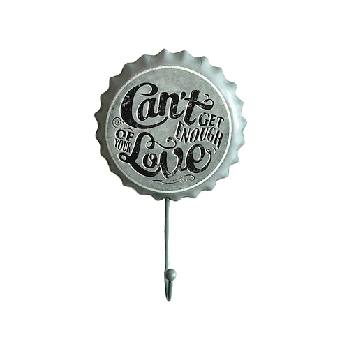 1 Stück Retro-Metallhaken mit Bierflaschenverschluss-Muster, wasserdichte Aufhängehaken, perfekt für Zimmer, Küche, Veranda, Tür und Heimwerker-Außendekoration, 10 x 16 cm/4'' x 6,3'' Image