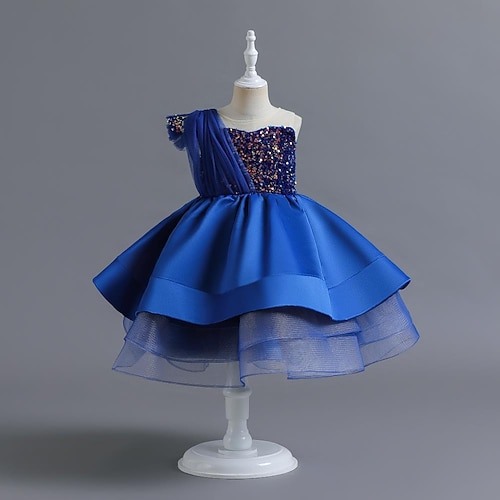 kinderkleidung Baby Mädchen Kleid Pailletten Ärmellos Leistung Besondere Anlässe Pailletten Gitter Prinzessin Süß Polyester Knielang Skater-Kleid Sommer Frühling 1-5 Jahre Schwarz Rote Marineblau Image