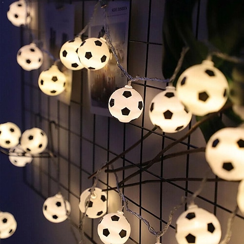 LED Fußball Lichterkette Euro Cup 3m 1,5m Batterie oder USB Betrieb Weltmeisterschaft DIY Fußball Lichterkette Bar KTV Club Party Kinderzimmer Dekoration Image
