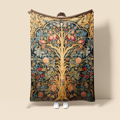 Der Baum des Lebens, Vintage-Muster, superweiche Überwurfdecke, neuartige Flanell-Überwurfdecken, warm bedruckt, für alle Jahreszeiten, Geschenke, Heimdekoration, große Decke Image