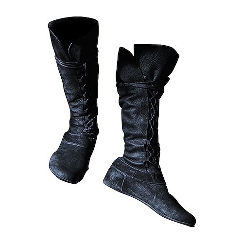 Vintage Mittelalterlich Renaissance Flache Jazzstiefel Pirat Wikinger Ranger Elfen Bogenschießen Kostüm Herren Damen Unisex Halloween Karneval Party Alltagstauglich LARP Erwachsene Schuhe Ganzjahres