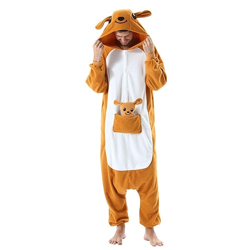 Karnevalskostüm 2026 Tier Känguru Zeichentrick Karneval Kigurumi-Pyjamas Ausgefallene Kostüme Nachtwäsche Warm Lustiges Kostüm Bequem Erwachsene Unisex Männer und Frauen Weihnachten Halloween Karneval Image