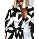 Damen Winter Kleid Etuikleid Kleid drucken Leopard Plaid Zip V Ausschnitt Minikleid Sexy Verabredung Langarm Herbst Winter