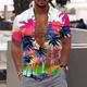 Herren Hemd Hawaiihemd Sommerhemd Grafik-Shirt Aloha-Shirt Kokosnussbaum Landschaft Umlegekragen Weiss rot Blau Violett Purpur Grün Print Outdoor Strasse Kurzarm Button-Down Bedruckt Bekleidung