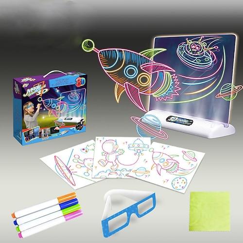 3d fluoreszierendes Zeichenbrett magisches leuchtendes dreidimensionales Schreibbrett Graffiti-Brett Licht Puzzle Kinder Zeichenbrett