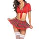 Studentenuniform-Dessous-Set für Frauen, zweiteilige Dessous-Outfits, sexy Spitzen-Dessous mit Krawattenoberteil und Mini-Faltenrock, sexy Halloween-Kostüm, Karneval