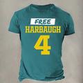 Free Harbaugh-Shirt, burgunderrot, blau, grün, T-Shirt, T-Shirt für Herren, grafisches Baumwollhemd, Sport, klassisches Hemd, kurzärmlig, bequemes T-Shirt, Sport, Outdoor, Urlaub, Sommer, modische Kleidung, S, M, L, XL, XXL