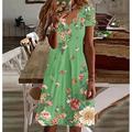 Damen Mini Kleid Lässiges Kleid Petite Kleid Sommerkleid A-Linie Kleid Bohemia Tropisch Sexy Urlaub Lässig Alltag Reguläre Passform Floral Kurzarm Herz-Ausschnitt Weiß Lila Grün Sommer Frühling