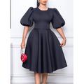 Damen abendkleider Heimkehr-Kleid Cocktailkleid Rüschen Rundhalsausschnitt Kurzarm Midikleid kleid hochzeitsgast Geburtstag Schwarz Weiß Sommer Frühling