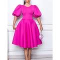 Damen abendkleider Heimkehr-Kleid Cocktailkleid Rüschen Rundhalsausschnitt Kurzarm Midikleid kleid hochzeitsgast Geburtstag Schwarz Weiß Sommer Frühling