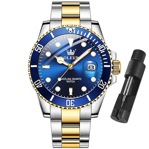 OLEVS Herren Quarzuhren Top Marke Luxus Business Wasserdicht Leuchtende Große Ziffernblatt Herren Armbanduhr Sport Edelstahl Uhr Image