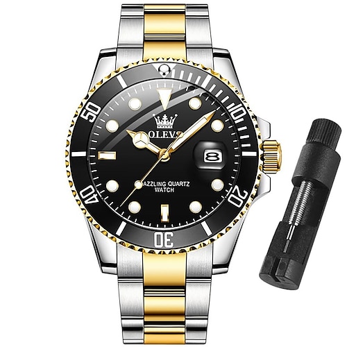 OLEVS Herren Quarzuhren Top-Marke Luxus Business Wasserdicht Leuchtendes großes Zifferblatt Herren Armbanduhren Sport Edelstahl Uhr Image
