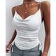 Damen Tank Top Glatt Casual Wochenende Schwarz Ärmellos Basic V Ausschnitt